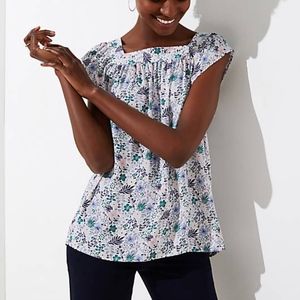 Loft - NWT Floral Shirred Square Neck Top